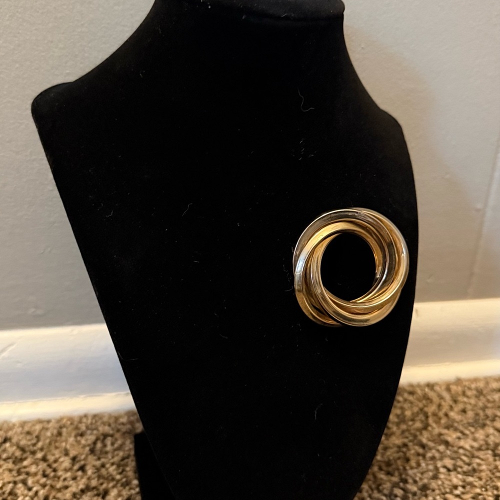 Large, Gold Tone, Spiral Brooch Pin
